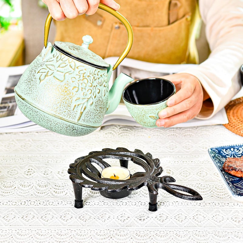 Sungmor Cast Iron Tealight Warmer with Pretty Flame Shape Design, Functional Table Trivet Candle Holder for Warm Dishes, Pots, Soups, Milks, Teas, Coffee, Great Heater for Melt Butter, Sealing Wax - Image 2